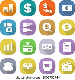 flat vector icon set - coin stack vector, dollar, investment, money, gift, diagram, arrow, message, graph up, tap to pay, account balance, purse, atm, credit card