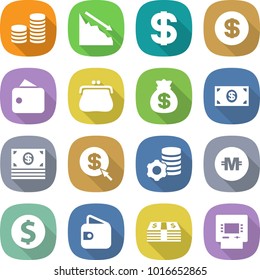 flat vector icon set - coin stack vector, crisis, dollar, wallet, purse, money bag, arrow, virtual mining, crypto currency, atm