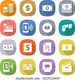 flat vector icon set - coin stack vector, dollar, money, cashbox, phone pay, crypto currency, hand, receipt, account balance, mobile, atm, credit card