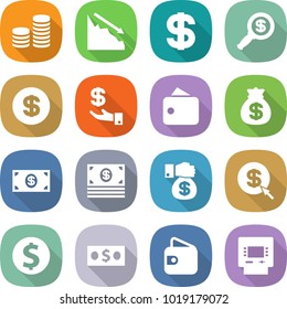 flat vector icon set - coin stack vector, crisis, dollar, magnifier, investment, wallet, money bag, gift, arrow, atm