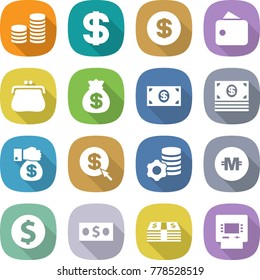 flat vector icon set - coin stack vector, dollar, wallet, purse, money bag, gift, arrow, virtual mining, crypto currency, atm
