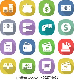 flat vector icon set - coin stack vector, purse, money bag, diagram, hand, dollar, account balance, wallet, credit card, cashbox, atm