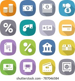 flat vector icon set - coin stack vector, money, gift, percent, hand, credit card, account balance, library, atm, safe