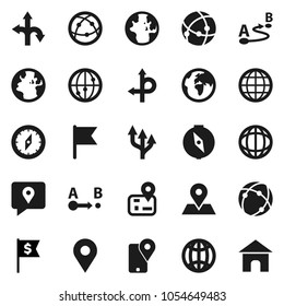 Flat vector icon set - compass vector, world, flag, dollar, route, navigator, earth, map pin, traking, internet, connection, globe, arrow, home