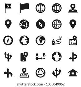 Flat vector icon set - compass vector, world, flag, dollar, route, navigator, earth, map pin, traking, internet, connection, globe, arrow, home