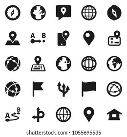 Flat vector icon set - compass vector, world, flag, route, navigator, earth, map pin, traking, internet, connection, globe, arrow, home