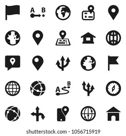 Flat vector icon set - compass vector, world, flag, route, navigator, earth, map pin, traking, internet, connection, globe, arrow, home