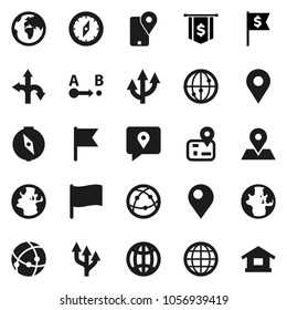 Flat vector icon set - compass vector, world, flag, dollar, route, navigator, earth, map pin, traking, internet, connection, globe, arrow, home