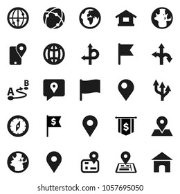 Flat vector icon set - compass vector, world, flag, dollar, route, navigator, earth, map pin, traking, internet, connection, globe, arrow, home