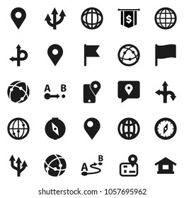 Flat vector icon set - compass vector, world, flag, dollar, route, navigator, map pin, traking, internet, connection, globe, arrow, home