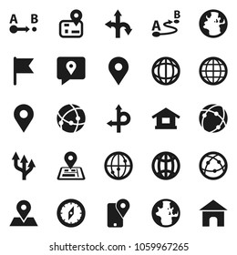 Flat vector icon set - compass vector, world, flag, route, navigator, earth, map pin, traking, internet, connection, globe, arrow, home