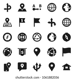 Flat vector icon set - compass vector, world, flag, dollar, route, navigator, earth, map pin, traking, internet, connection, globe, arrow, home