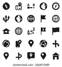 Flat vector icon set - compass vector, world, flag, dollar, route, navigator, earth, map pin, traking, internet, connection, globe, arrow, home