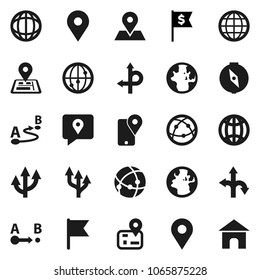 Flat vector icon set - compass vector, world, flag, dollar, route, navigator, earth, map pin, traking, internet, connection, globe, arrow, home