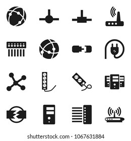 Flat vector icon set - connect vector, connection, network, server, hub, router, disconnection, power plug, multi socket