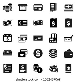 Flat vector icon set - credit card vector, cash, coin stack, check, receipt, dollar calendar, money, wallet, reader, tap pay