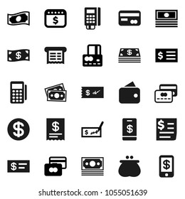 Flat vector icon set - credit card vector, cash, check, receipt, dollar calendar, money, coin, wallet, reader, tap pay