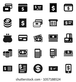 Flat vector icon set - credit card vector, cash, coin stack, check, receipt, dollar calendar, money, wallet, reader, tap pay