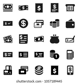 Flat vector icon set - credit card vector, cash, coin stack, check, receipt, money, dollar, wallet, reader, tap pay