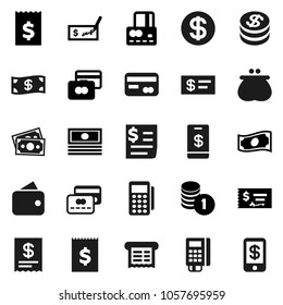 Flat vector icon set - credit card vector, cash, coin stack, check, receipt, money, dollar, wallet, reader, tap pay