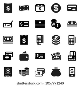 Flat vector icon set - credit card vector, cash, coin stack, check, receipt, dollar calendar, money, wallet, reader, tap pay