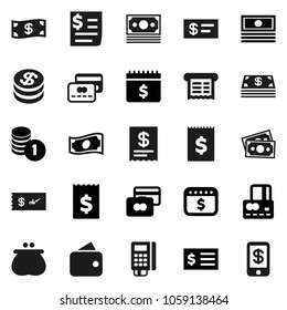 Flat vector icon set - credit card vector, cash, coin stack, receipt, dollar calendar, money, wallet, reader, check, tap pay