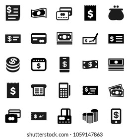 Flat vector icon set - credit card vector, cash, coin stack, check, receipt, dollar calendar, money, wallet, reader, tap pay