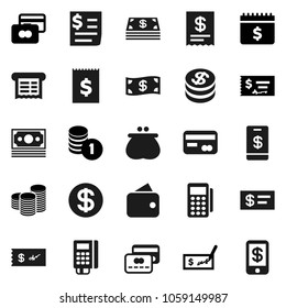 Flat vector icon set - credit card vector, coin stack, check, dollar calendar, money, receipt, wallet, cash, reader, tap pay