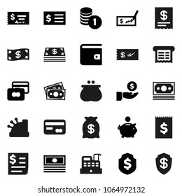 Flat vector icon set - credit card vector, wallet, cash, piggy bank, investment, coin stack, check, receipt, dollar shield, money, bag, cashbox