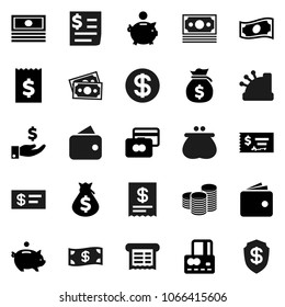 Flat vector icon set - credit card vector, wallet, cash, money bag, piggy bank, investment, coin stack, check, receipt, dollar, cashbox, shield