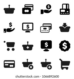 Flat vector icon set - credit card vector, investment, dollar medal, monitor, basket, cart