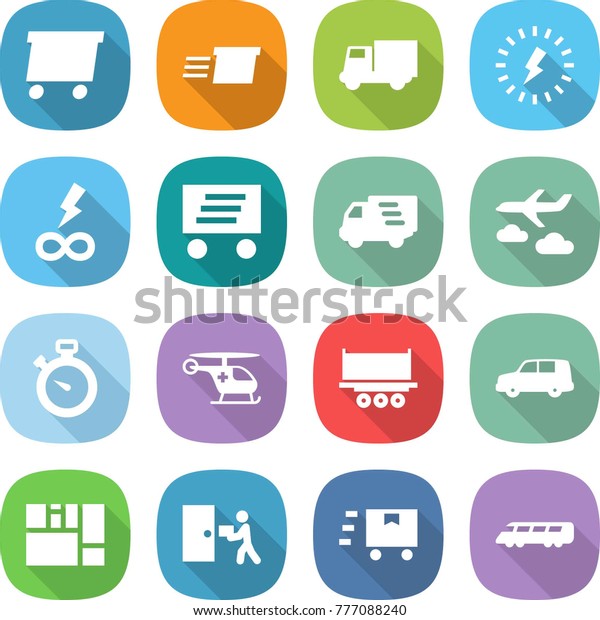 flat vector icon set - delivery vector, truck,
lightning, infinity power, journey, stopwatch, ambulance
helicopter, shipping, car, consolidated cargo, courier, fast
deliver, speed train