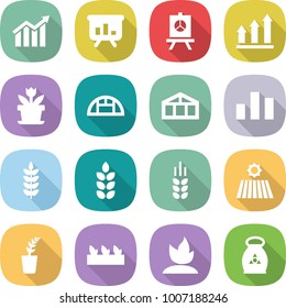 flat vector icon set - diagram vector, presentation, graph up, flower, greenhouse, chart, spike, field, seedling, sprouting, fertilizer