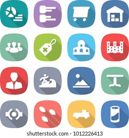 flat vector icon set - diagram vector, delivery, warehouse, group, medical label, mansion, palace, client, surfer, landscape, table, connect, seeds, pickup, cleanser powder