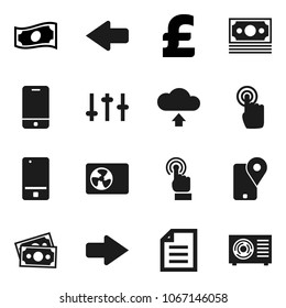 Flat vector icon set - document vector, cash, pound, money, traking, settings, mobile phone, touchscreen, arrow, cloud upload, ari condition