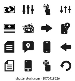 Flat vector icon set - document vector, cash, money, traking, settings, mobile phone, touchscreen, arrow, undo