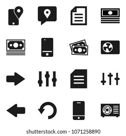 Flat vector icon set - document vector, cash, money, traking, settings, mobile phone, arrow, undo, ari condition