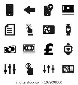 Flat vector icon set - document vector, cash, pound, heart monitor, money, traking, settings, mobile phone, touchscreen, arrow, ari condition