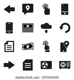 Flat vector icon set - document vector, cash, traking, mobile phone, touchscreen, arrow, undo, cloud upload, ari condition
