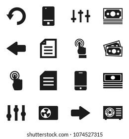 Flat vector icon set - document vector, cash, money, settings, mobile phone, touchscreen, arrow, undo, ari condition