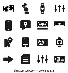 Flat vector icon set - document vector, cash, heart monitor, money, traking, settings, mobile phone, touchscreen, arrow, ari condition