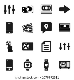 Flat vector icon set - document vector, cash, heart monitor, money, traking, settings, mobile phone, touchscreen, arrow, ari condition