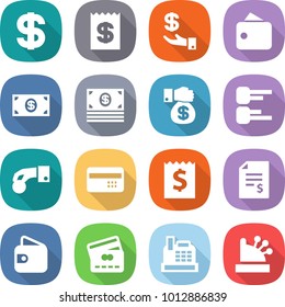 flat vector icon set - dollar vector, receipt, investment, wallet, money, gift, diagram, hand coin, credit card, account balance, cashbox