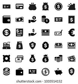 Flat vector icon set - dollar coin vector, wallet, cash, money bag, piggy bank, investment, stack, check, shield, any currency, euro sign, receipt, credit card, cashbox