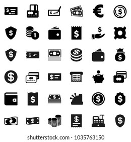 Flat vector icon set - dollar coin vector, credit card, wallet, cash, money bag, piggy bank, investment, stack, check, receipt, shield, any currency, euro sign, cashbox