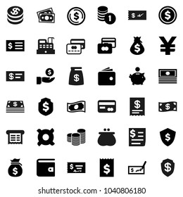 Flat vector icon set - dollar coin vector, credit card, wallet, cash, money bag, piggy bank, investment, stack, check, receipt, shield, any currency, yen sign, cashbox