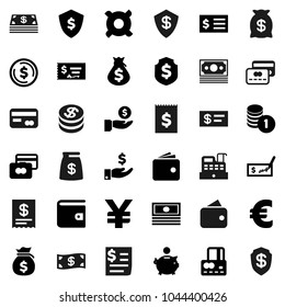 Flat vector icon set - dollar coin vector, credit card, wallet, cash, money bag, piggy bank, investment, stack, check, receipt, shield, any currency, euro sign, yen, cashbox
