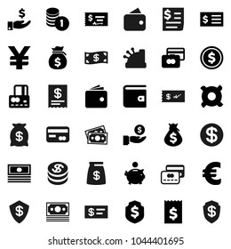 Flat vector icon set - dollar coin vector, credit card, wallet, cash, money bag, piggy bank, investment, stack, check, receipt, shield, any currency, euro sign, yen, cashbox