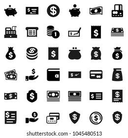 Flat vector icon set - dollar coin vector, credit card, wallet, cash, money bag, piggy bank, investment, stack, check, receipt, shield, cashbox