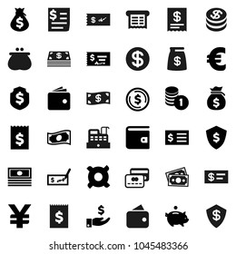 Flat vector icon set - dollar coin vector, wallet, cash, money bag, piggy bank, investment, stack, check, receipt, shield, any currency, euro sign, yen, credit card, cashbox